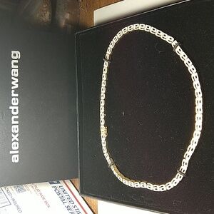 Alexander Wang diamante a tennis  necklace in brass pv gold tone choker collar